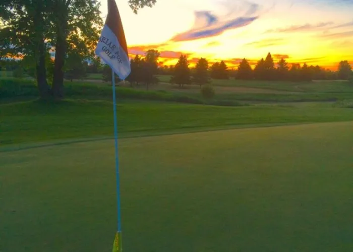 View of a flag and hole at Briar Fox Golf Course