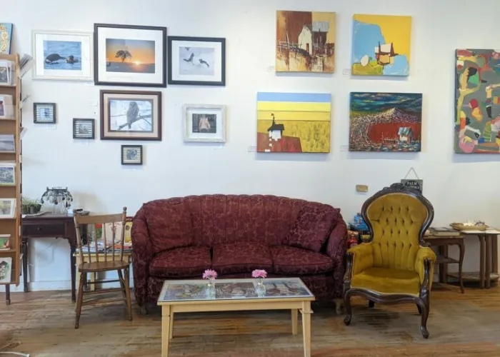 Furniture and art on display at The Muse Gallery and Cafe in Bancroft