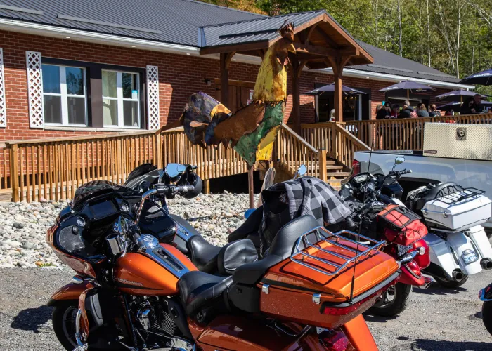 Motorcycles outside a restaurant