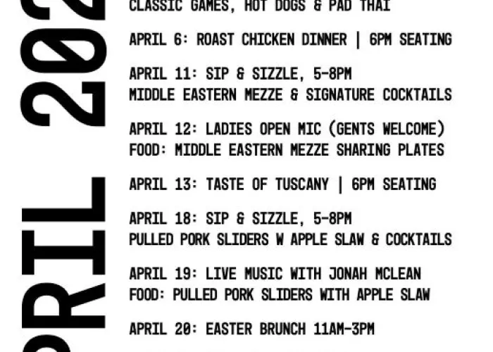 List of events for Cube Coffee Bar April