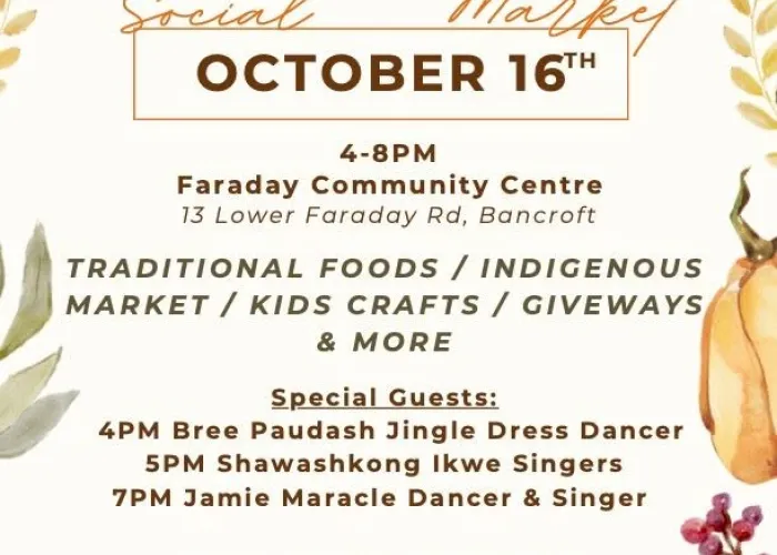 Beige background, pumpkins, gourds, and leaves as a border, logo of turtle bottom left, event details down centre